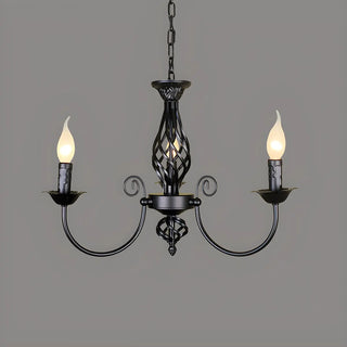 ZOWALA - Black Iron Curve Arm Candle Chandelier Image - 4