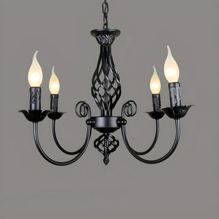 ZOWALA - Black Iron Curve Arm Candle Chandelier Image - 8