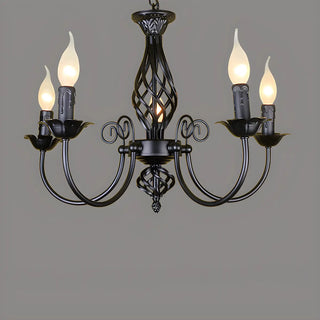 ZOWALA - Black Iron Curve Arm Candle Chandelier Image - 9