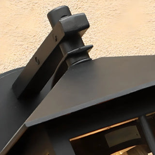 Black Mini Modern Lantern Glass Outdoor Wall Light Image - 10