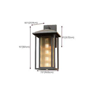 Black Mini Modern Lantern Glass Outdoor Wall Light #size