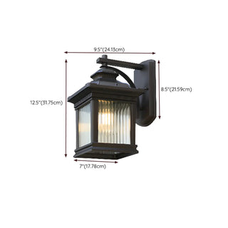 Black Mini Modern Lantern Glass Outdoor Wall Light Image - 15