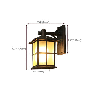Black Mini Modern Lantern Glass Outdoor Wall Light Image - 17