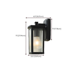 Black Mini Modern Lantern Glass Outdoor Wall Light Image - 18