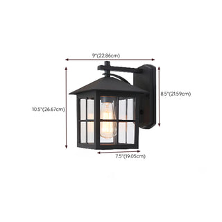 Black Mini Modern Lantern Glass Outdoor Wall Light Image - 19