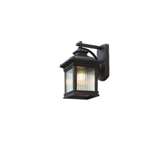 Black Mini Modern Lantern Glass Outdoor Wall Light Image - 3
