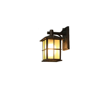 Black Mini Modern Lantern Glass Outdoor Wall Light Image - 7