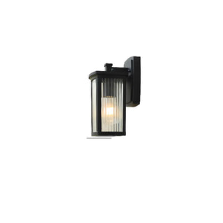 Black Mini Modern Lantern Glass Outdoor Wall Light Image - 9