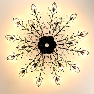 ZOWALA - Large Gold Leaf Crystal Semi-Flush Mount Ceiling Light Image - 16