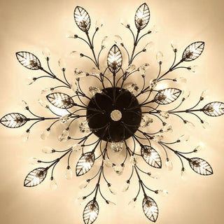 ZOWALA - Large Gold Leaf Crystal Semi-Flush Mount Ceiling Light Image - 24