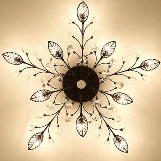 ZOWALA - Large Gold Leaf Crystal Semi-Flush Mount Ceiling Light Image - 25