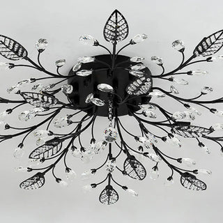 ZOWALA - Large Gold Leaf Crystal Semi-Flush Mount Ceiling Light Image - 27