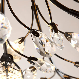 ZOWALA - Large Gold Leaf Crystal Semi-Flush Mount Ceiling Light Image - 29