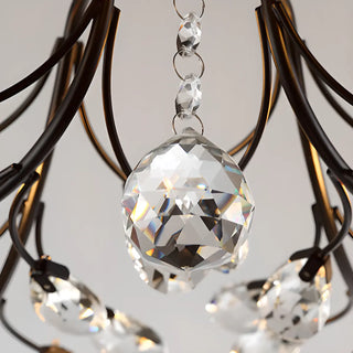 ZOWALA - Large Gold Leaf Crystal Semi-Flush Mount Ceiling Light Image - 30