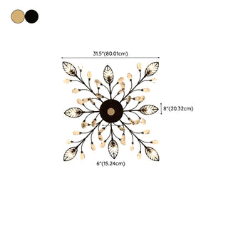ZOWALA - Large Gold Leaf Crystal Semi-Flush Mount Ceiling Light Image - 33