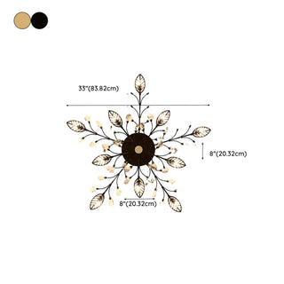 ZOWALA - Large Gold Leaf Crystal Semi-Flush Mount Ceiling Light Image - 34