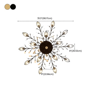 ZOWALA - Large Gold Leaf Crystal Semi-Flush Mount Ceiling Light Image - 35