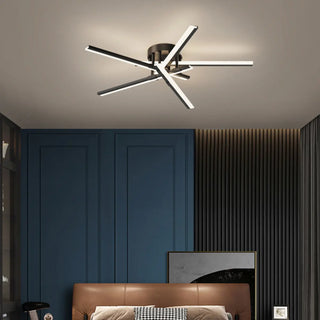 ZOWALA - Sputnik Black Linear Semi-Flush Mount Light 5-Light Image - 1