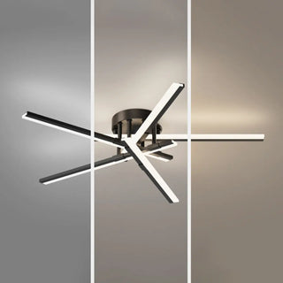 ZOWALA - Sputnik Black Linear Semi-Flush Mount Light 5-Light Image - 10