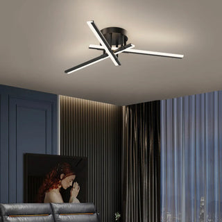 ZOWALA - Sputnik Black Linear Semi-Flush Mount Light 5-Light Image - 14