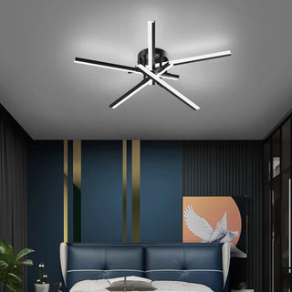 ZOWALA - Sputnik Black Linear Semi-Flush Mount Light 5-Light Image - 2
