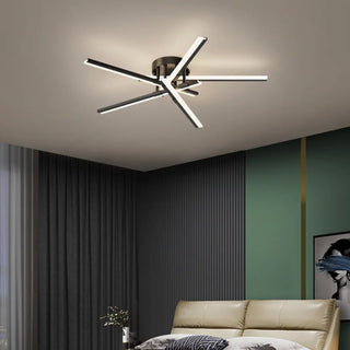 ZOWALA - Sputnik Black Linear Semi-Flush Mount Light 5-Light Image - 3