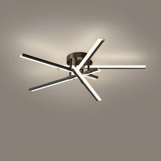ZOWALA - Sputnik Black Linear Semi-Flush Mount Light 5-Light Image - 6