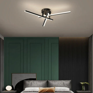 ZOWALA - Sputnik Black Linear Semi-Flush Mount Light 5-Light Image - 8