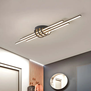 ZOWALA - Black Linear Acrylic LED Flush Mount Light Image - 2