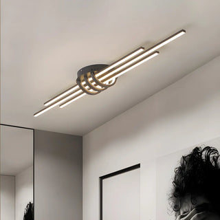 ZOWALA - Black Linear Acrylic LED Flush Mount Light Image - 5