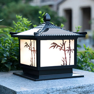 Elegant Chinese Square Metal Outdoor Bamboo Decor Lamp Zawala Image - 1