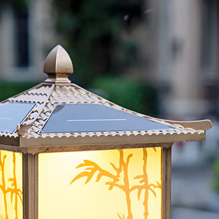 Elegant Chinese Square Metal Outdoor Bamboo Decor Lamp Zawala Image - 10