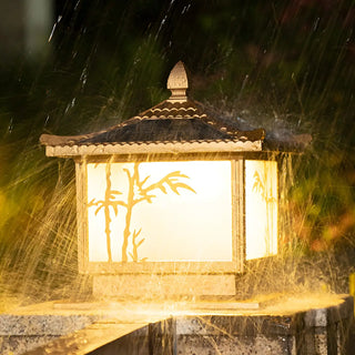 Elegant Chinese Square Metal Outdoor Bamboo Decor Lamp Zawala Image - 11