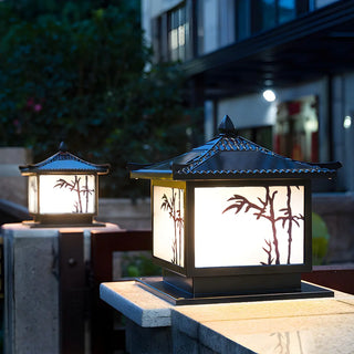 Elegant Chinese Square Metal Outdoor Bamboo Decor Lamp Zawala Image - 2