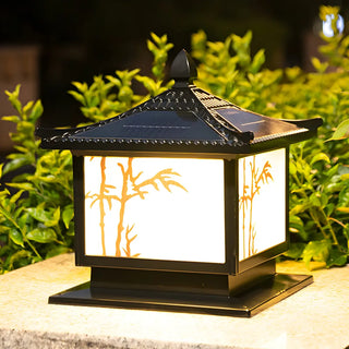 Elegant Chinese Square Metal Outdoor Bamboo Decor Lamp Zawala Image - 3