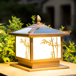 Elegant Chinese Square Metal Outdoor Bamboo Decor Lamp Zawala Image - 4