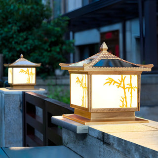 Elegant Chinese Square Metal Outdoor Bamboo Decor Lamp Zawala Image - 5