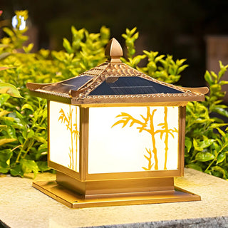 Elegant Chinese Square Metal Outdoor Bamboo Decor Lamp Zawala Image - 6