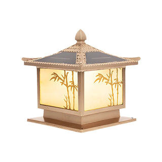 Elegant Chinese Square Metal Outdoor Bamboo Decor Lamp Zawala Image - 7