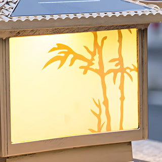 Elegant Chinese Square Metal Outdoor Bamboo Decor Lamp Zawala Image - 8