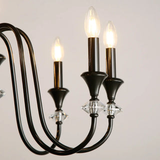 Black Wrought Iron Crystal Candelabra Chain Chandelier Image - 10
