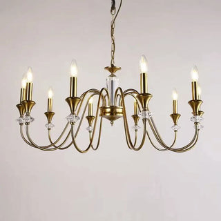 Black Wrought Iron Crystal Candelabra Chain Chandelier Image - 11