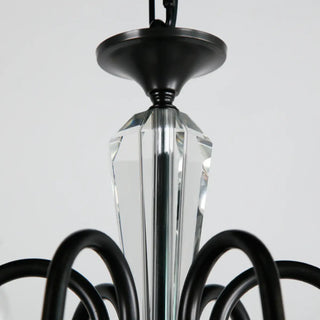 Black Wrought Iron Crystal Candelabra Chain Chandelier Image - 12