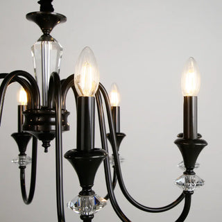 Black Wrought Iron Crystal Candelabra Chain Chandelier Image - 14
