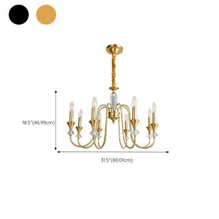 Black Wrought Iron Crystal Candelabra Chain Chandelier Image - 16