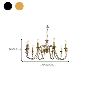 Black Wrought Iron Crystal Candelabra Chain Chandelier Image - 17