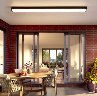 ZOWALA - Black Rectangle Linear LED Flush Mount Ceiling Light Image - 1