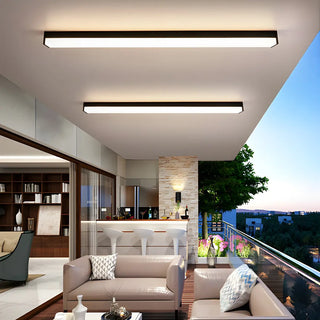 ZOWALA - Black Rectangle Linear LED Flush Mount Ceiling Light Image - 2