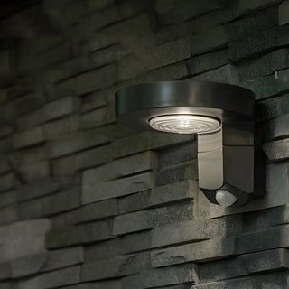 ZOWALA - Simple Round Black Metal Solar LED Exterior Wall Light Image - 2