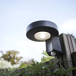 ZOWALA - Simple Round Black Metal Solar LED Exterior Wall Light Image - 3